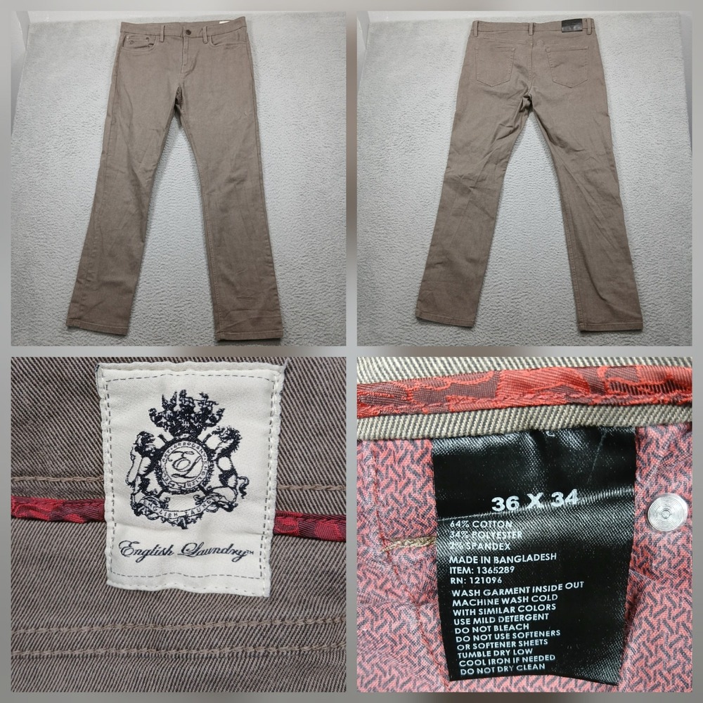 English Laundry‎ Slim Fit Pants Mens 36x34 Brown Stretch Cotton